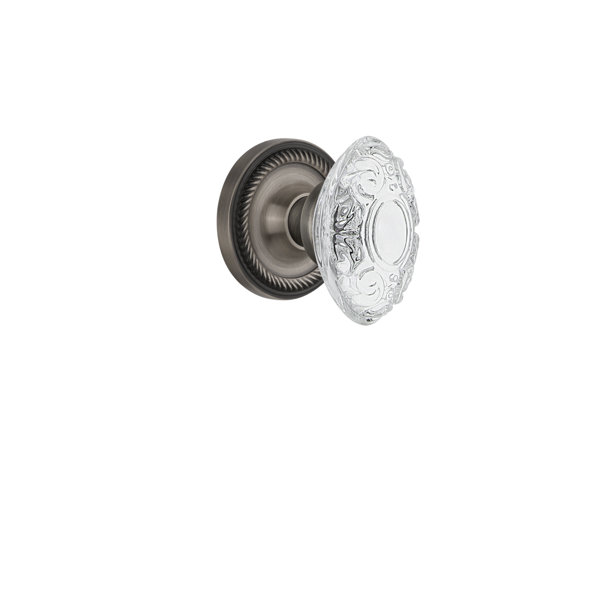 Victorian Door Knob With Rope Rosette - Solid Forged Brass Antique Brass Finish, Nostalgic Warehouse